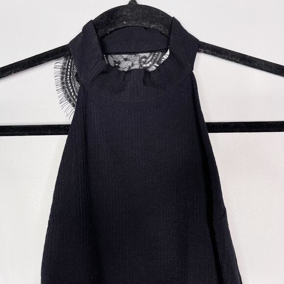 For Love and Lemons Small S Black Lace Back Halter Tank Top Sexy Open Back - Picture 3 of 10
